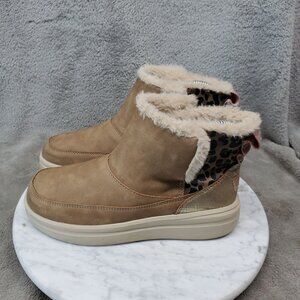 Hey Dude Shoes Girls Size 3 Mel Chestnut Brown Faux Fur Lined Ankle Boots